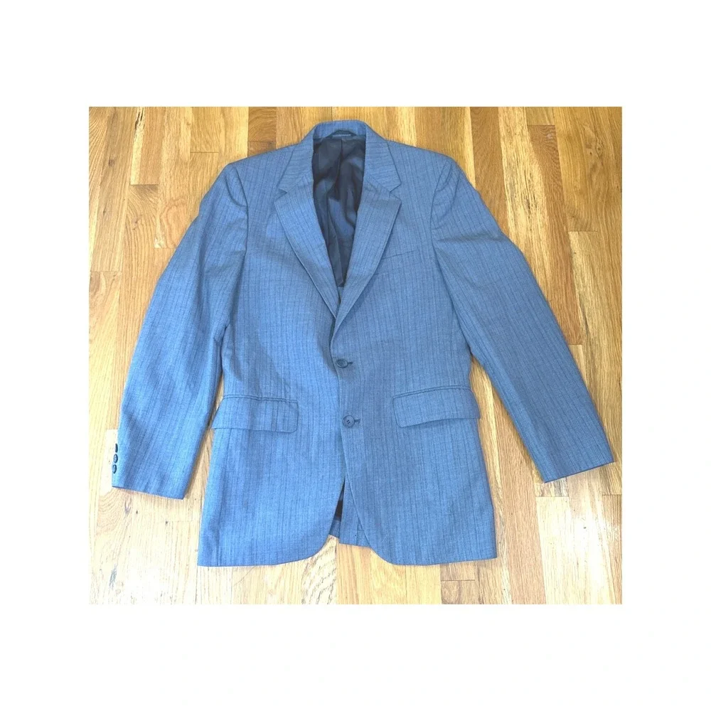 Vintage Allyn St George 2 Piece Suit 46R Italy Gray Blue 90s